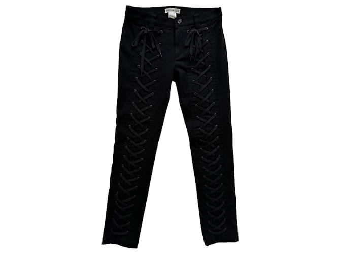 Issey Miyake Calça corset jeans preta de algodão Preto John  ref.964022