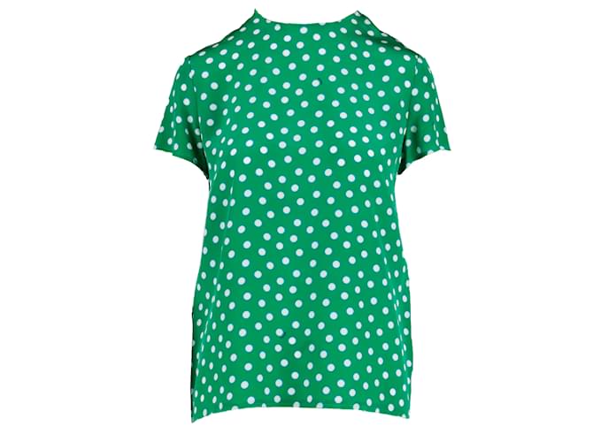 Miu Miu Polka Dot Top Green Silk  ref.964036