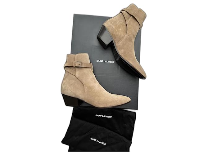 Saint Laurent bottines Suede Beige  ref.964043