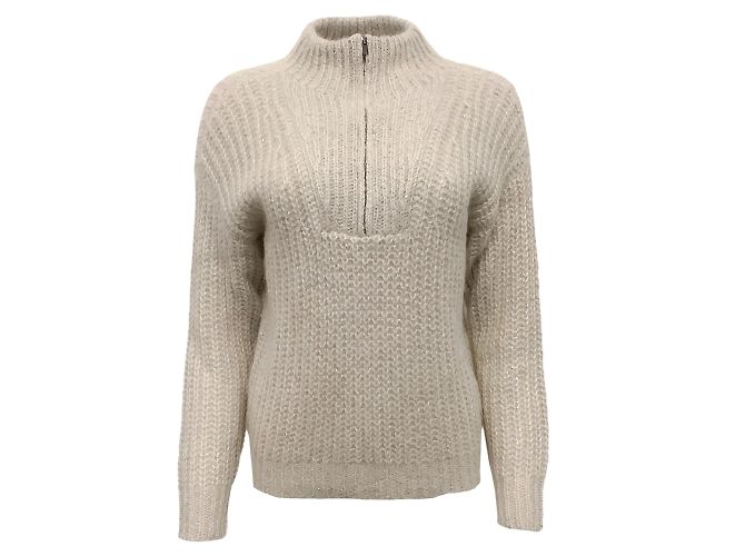Peserico Grey Metallic Half Zip Sweater
