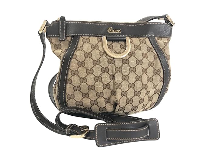 Gucci GG Canvas Abbey D-Ring Crossbody Bag 203257 Brown Cloth  ref.964259