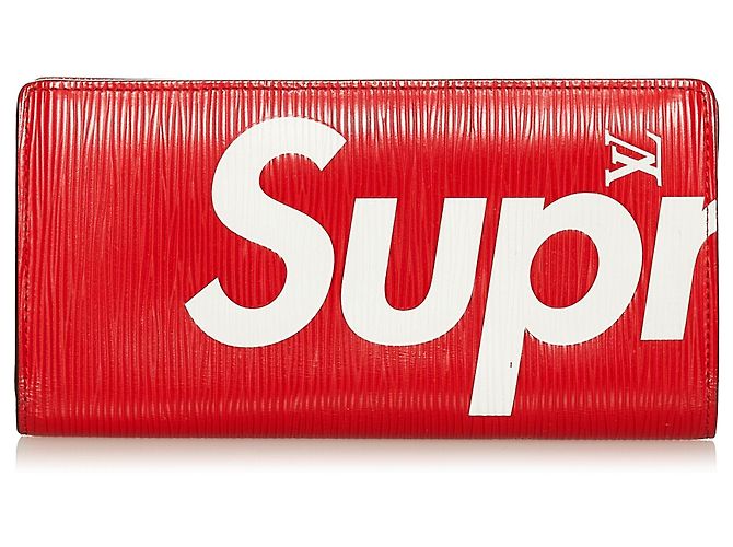 Cartera larga Louis Vuitton Red x Supreme Epi Brazza Roja