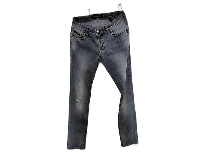 Jeans Philipp Plein Super Slim Blu con Borchie a Teschio