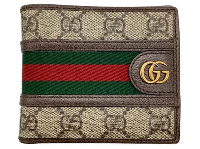 ****GUCCI GG Supreme Ophidia Wallet Brown Leather  ref.964563