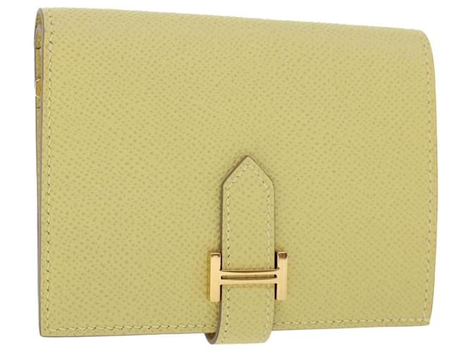 Hermès HERMES Bearn Compact Portefeuille Epsom Yellow Auth 45049A Cuir Jaune  ref.964662