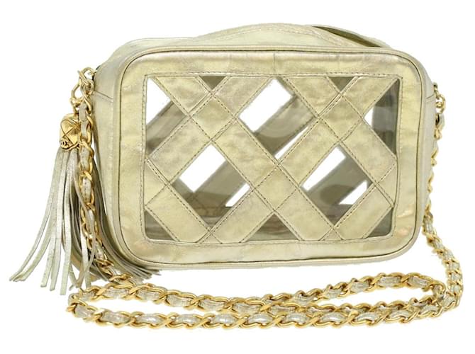 CHANEL Fringe Chain Shoulder Bag Lamb Skin Gold CC Auth 44673 Golden  ref.964666