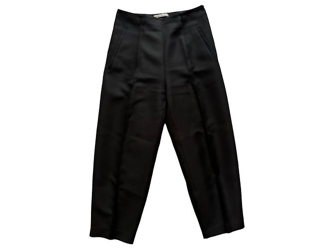 Acne Black poly carrot shape trousers