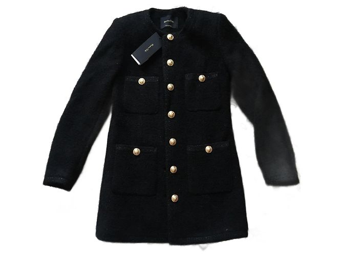 Massimo Dutti black wool gold buttoned jacket/Coat Gold hardware