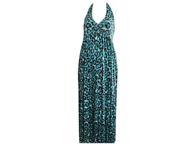 Diane Von Furstenberg DvF Franz maxi silk dress in turquoise and multicolour Multiple colors  ref.964711