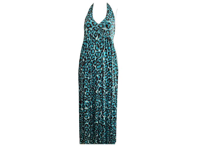 Diane Von Furstenberg Maxi abito DvF Franz in seta turchese e multicolor Multicolore