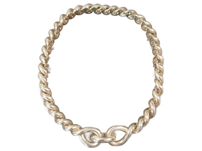 Hermès Torsade model necklace Silvery Silver  ref.964805