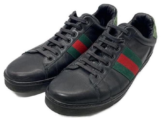 ****GUCCI Black Sneakers Leather  ref.964820