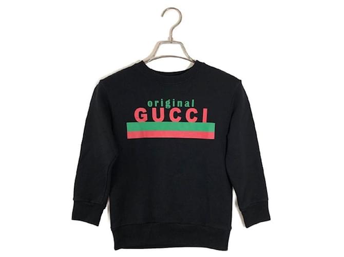 ****GUCCI Schwarzes Sweatshirt mit Gucci-Print Baumwolle  ref.964823