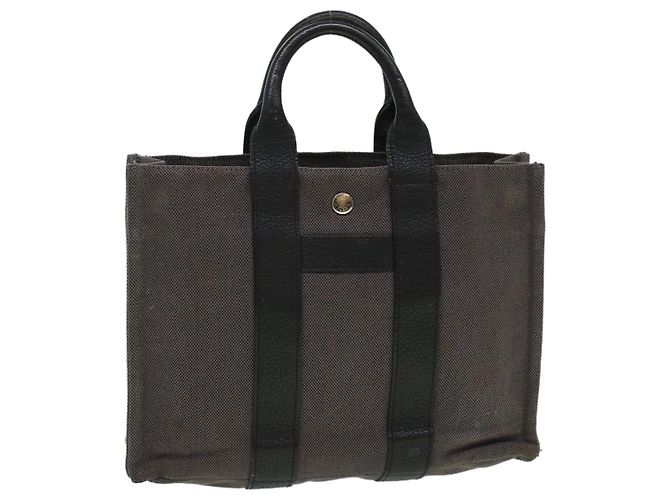 Hermès HERMES Sac Arne Handtasche Canvas Leder Grau Auth bs6147 Braun