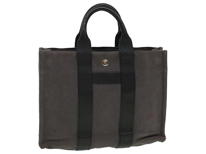 Hermès HERMES Sac Arne Hand Bag Canvas Leather Gray Auth bs6147 Grey Cloth  ref.964866