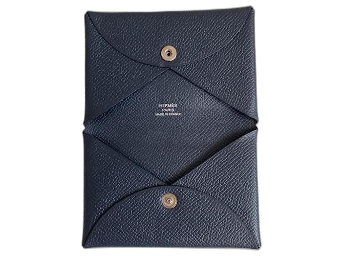 Hermès Calvi Blue Leather  ref.964944