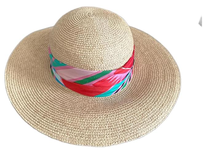 Magnifique chapeau Hermès Paille Beige  ref.964950