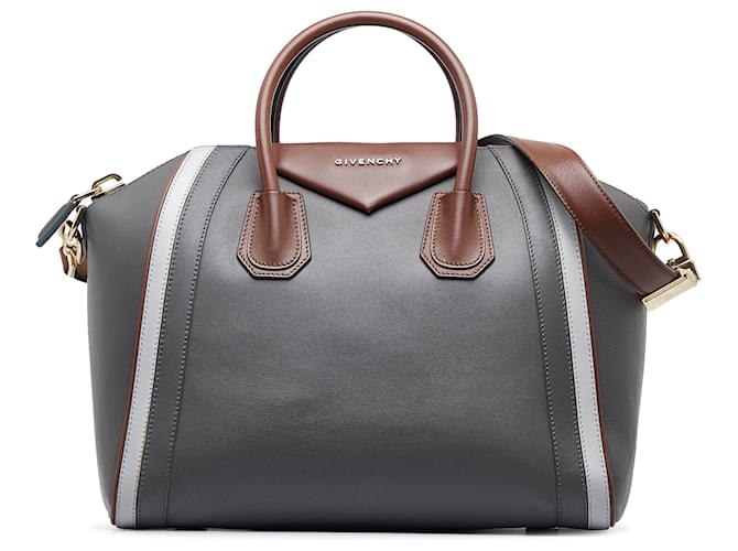 GIVENCHY Antigona Medium Calfskin Leather Shoulder Bag Gray