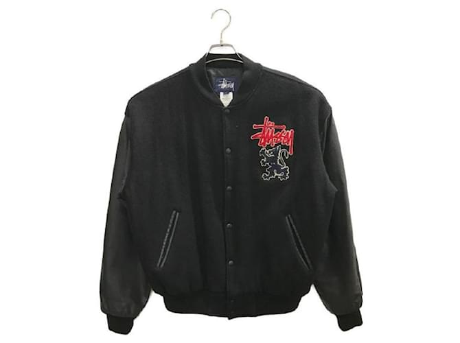 Autre Marque ****STUSSY Black Baseball Jacket Wool  ref.965117