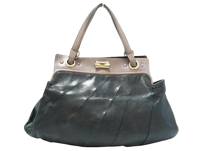 Chloé ***Chloe Handbag Black Grey Taupe Silver hardware Leather  ref.965125