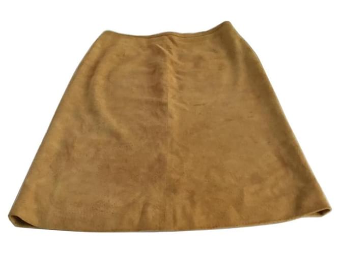 Autre Marque ***Celine Vintage Leather Skirt Light brown Suede Acetate  ref.965131