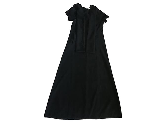 ***Yohji Yamamoto Robe longue en laine noire  ref.965140