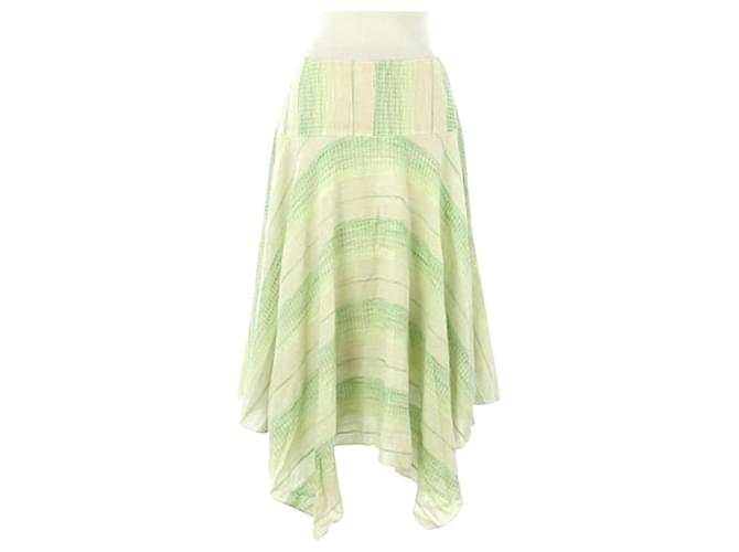 Autre Marque ***Junko Koshino Asymmetric Linen Skirt Green Cotton Rayon Tencel  ref.965147