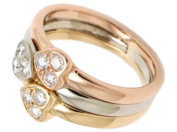 ***Van Cleef & Arpels Gold Diamond Trinity Hearts Ring Multiple colors White gold Yellow gold Pink gold  ref.965152