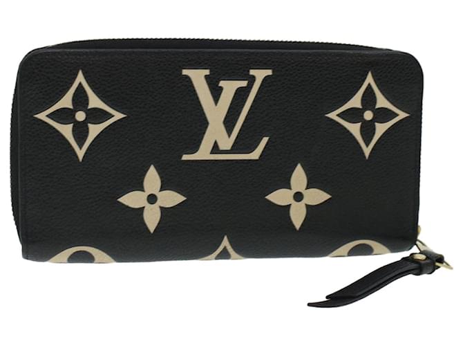 LOUIS VUITTON Monogram Empreinte Zippy Wallet Negro Beige M80481 LV Auth 45062  ref.965165