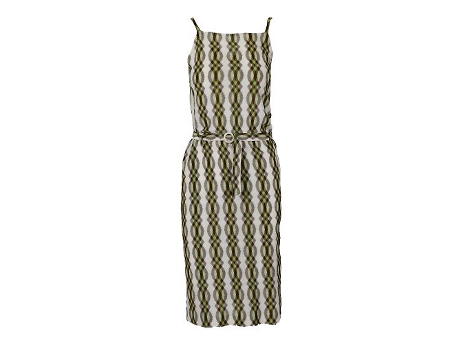 Vestido envelope Missoni em viscose verde e marrom Multicor