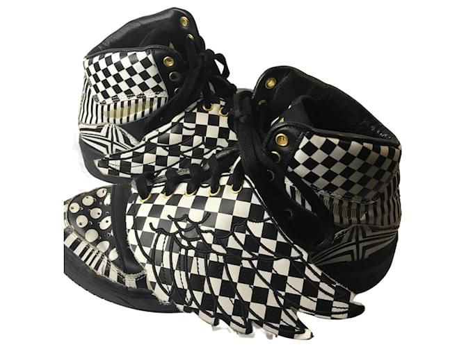 Jeremy Scott Pour Adidas zapatillas adidas x jeremy scott Negro Blanco Cuero  ref.965275