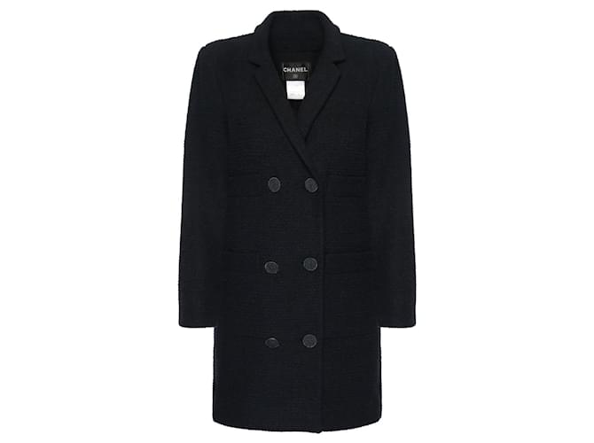 Chanel Jaqueta de tweed preta grande com botões CC Multicor  ref.965277