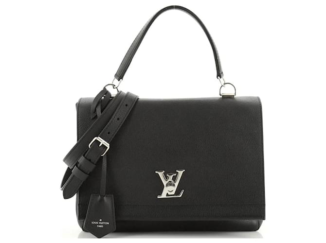 Louis Quatorze Women's Black Leather Satchel Shoulder Bag Handbag