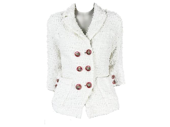 Jackets Chanel CC Logo Lion Buttons Tweed Jacket Size 36 FR