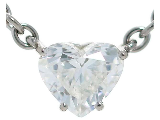 *Cartier [CARTIER] Heart Shape Diamond Necklace 18K White Gold Pendant Fine Jewelry Single Stone   HEART BRILLIANT DIAMOND NECKLACE AU750 [AB Rank] [Used]  ref.966024