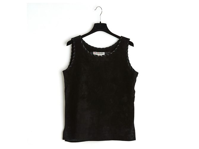 Yves Saint Laurent CUCITE IN CAMOSCIO E PELLE NERA40 Nero