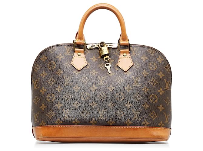 LOUIS VUITTON Alma BB Monogram Canvas Satchel Crossbody Bag Brown