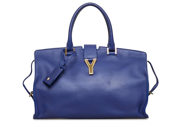 Blue YSL Cabas Chyc Classique Tote Bag