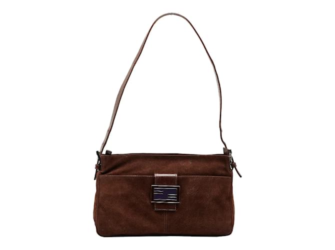 Fendi Suede Shoulder Bag 26566 Brown  ref.966428