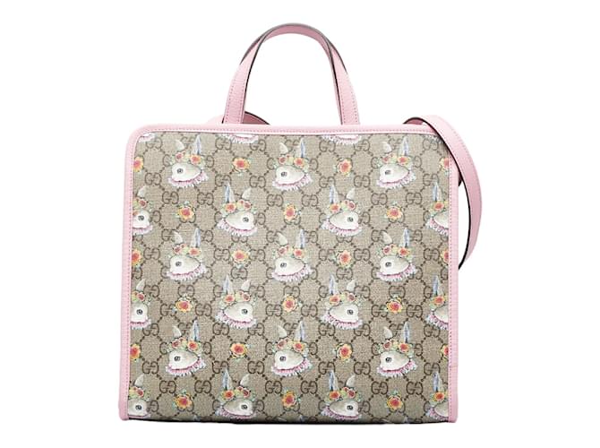 Gucci GG Supreme Kaninchen-Handtasche 6300542 Pink Leinwand  ref.966430