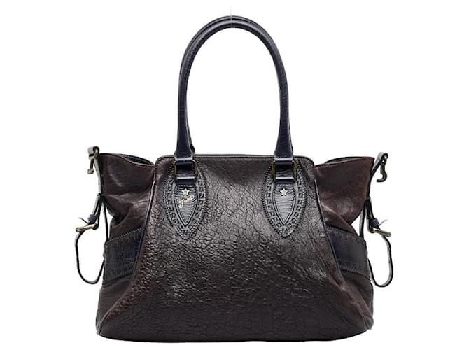 Fendi Etniko Leather Handbag 8BN157 Brown  ref.966435