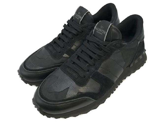 ****VALENTINO GARAVANI Black Rock Runner Sneakers Leather  ref.966463