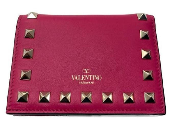 ****VALENTINO GARAVANI Mini-Geldbörsen mit Nieten Pink Leder  ref.966465