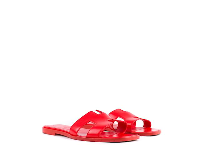 Oran Hermès HERMES  Sandals T.EU 37 Leather Red  ref.966645