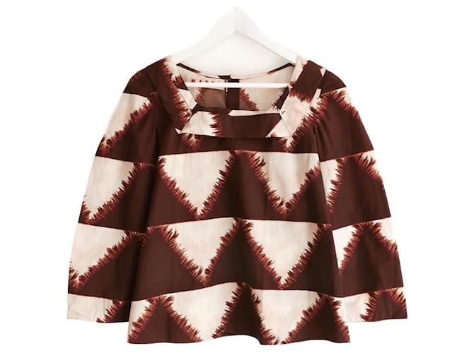 Marni SS06 Brown Printed Top Cotton  ref.966688