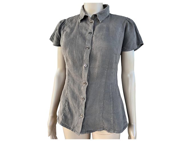 Top Armani Jeans de lino gris