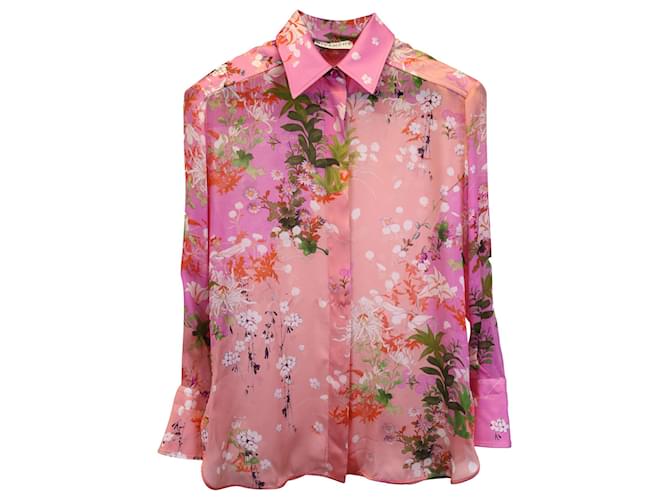 Blusa bicolor de seda con estampado floral de Givenchy  ref.967036