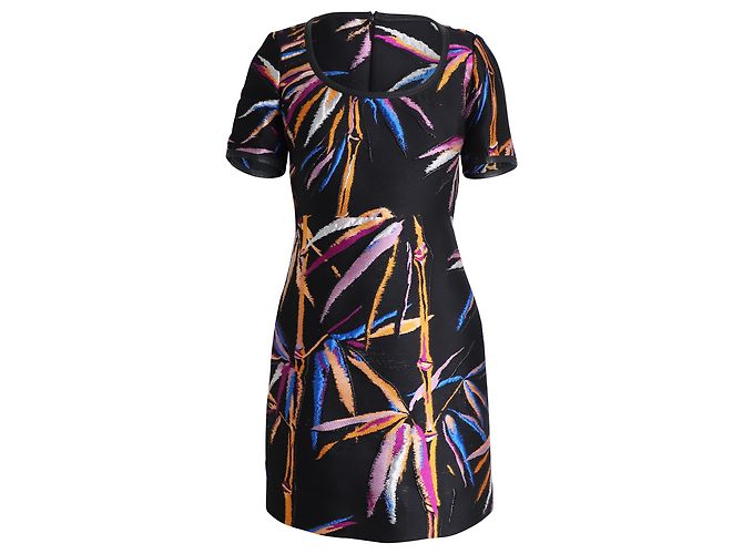 Emilio Pucci Kleid mit Bambusdruck aus schwarzem Polyester