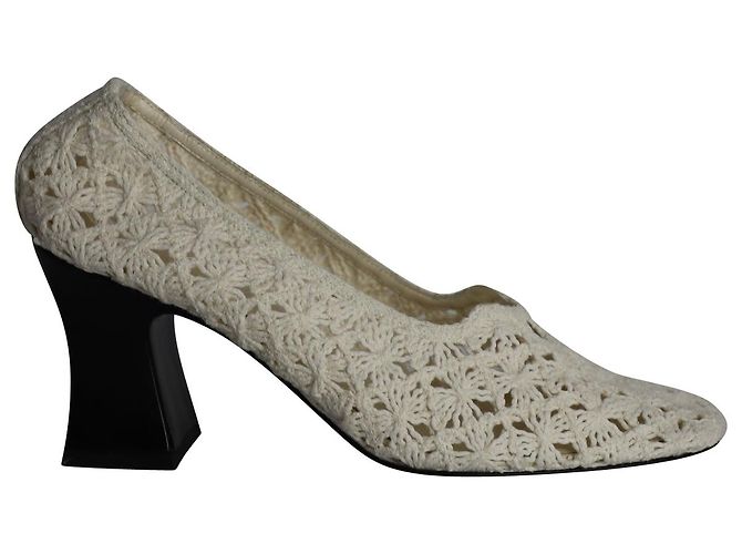 Zapatos de salón de croché The Row en algodón blanquecino