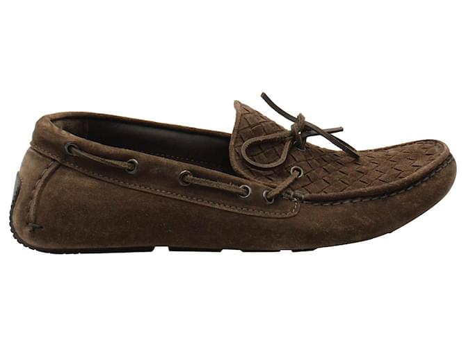 Sapatos de direção Bottega Veneta Intrecciato em camurça marrom Suécia  ref.967062